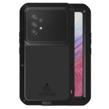 (Schwarz) LOVE MEI Hybrid-Hülle aus Metall und Silikon, kompatibel mit Samsung Galaxy A53 5G, stoßfest, staubdicht und sturzsicher