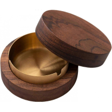Aschenbecher mit Deckel, Holzaschenbecher, Edelstahl-Aschenbecher mit Deckel, windfester und leicht zu reinigender Aschenbecher fü