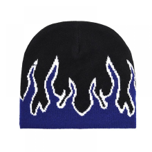 Dicke, warme Ohrenschutzmütze, Herren-Wintermütze mit Flammenmuster, Strickmütze, Reitmütze, Kostümzubehör