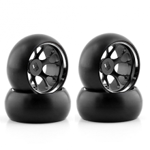 Harte Kunststoff-Driftreifen mit Metallfelge, kompatibel mit 284131 K969 K989 Mini-Z 1/28 RC-Car-Teilen, schwarz