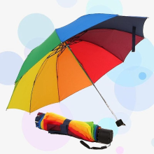 Regenbogen-Faltschirm für Damen und Herren, nicht-automatisch, beliebter, kreativer, dreifach faltbarer Regenschirm für Erwachsene