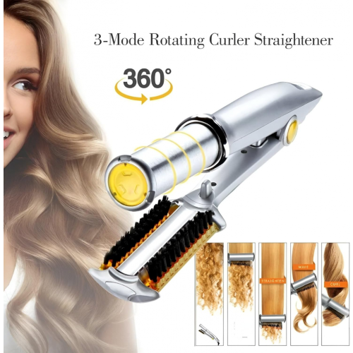 2-in-1 Haarglätter, professionelles Styling-Multitool mit Bürste und Lockenstab 1