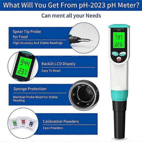 pH-Meter mit ATC-Lebensmittel-pH-Tester, wasserdichtes digitales Lebensmittel-pH-Meter 2