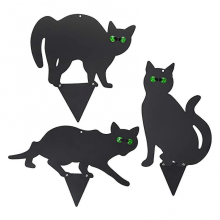 Katzenfigur Bodendekor-Set, 3-teilig, 2D-realistisches Kätzchen mit reflektierenden Augen
