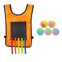 Dodgeball-Weste für Kinder, geeignet für Eltern-Kind-Spiele im Freien, inklusive 5 Bällen, Ausführung: Klein + 5 Bänder (Orange)