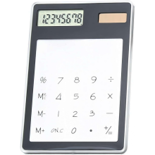 Solarbetriebener Taschenrechner mit Touchscreen, 8-stelligem LCD-Display, tragbar, transparent, für Büro, Schule und Zuhause, Schw