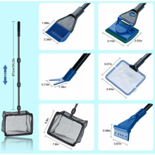 Aquarium-Fischernetz mit ausziehbarem Edelstahlgriff, feinem und robustem Netz für sicheres Fischhandling, einziehbares Design für platzsparende
