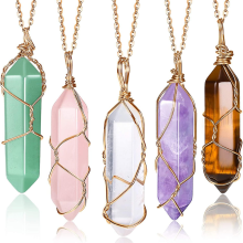 5-teiliges Set Kristallketten, spirituelle Anhänger mit Heilsteinen, Natursteinschmuck mit verstellbarer Kette für Damen und Mädch