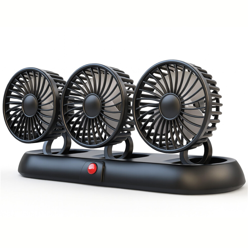 Usb Car Fan With 3 Heads, Adjustable Multiangle Quiet Cooling, 3Speed Usb Dashboard Fan For Car And Truck 9001264600440
