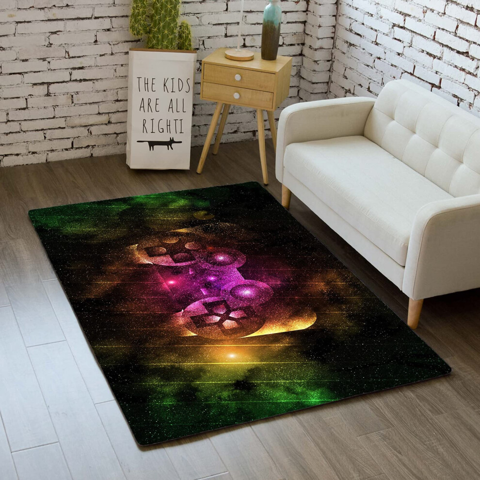 3D Gamer Graffiti Area Rug For Kids Bedroom Living Room Playroom, Flannel Nonslip Washable, Orange Gray Black, 120X160cm Orange,Black