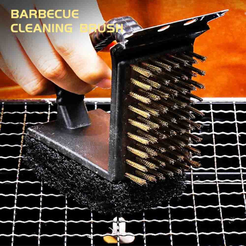 Grill Champion: Συρματόβουρτσα, Νάιλον σφουγγάρι καθαρισμού, Σχεδιασμός 3 σε 1, Για την 2