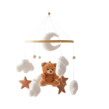Baby Crib Mobile with Bears and Clouds, 360 Rotating Nursery Hanging Toy for Boys and Girls