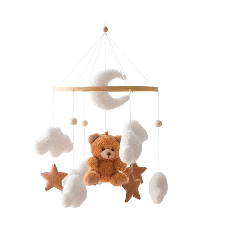 Baby Crib Mobile with Bears and Clouds, 360 Rotating Nursery Hanging Toy for Boys and Girls