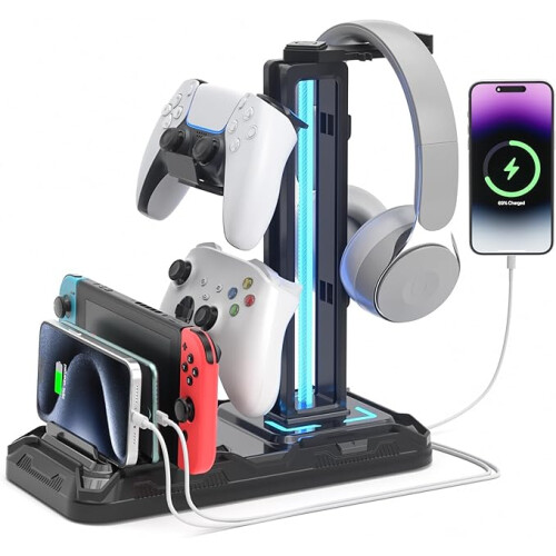 KDD Headset Stand with Charging Station Detachable