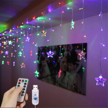USB Powered Decorative Starlight Curtains, Remote Control Multicolor Lights For Home Furnishings, Waterproof Curtain String Lights, Wall Decor With 8