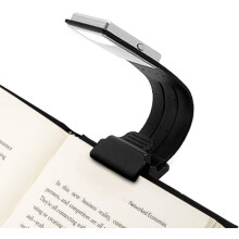 Luminária Literária com Clipe para Leitura, Proteção Ocular, 3 Cores de Brilho Ajustável, Recarregável via USB, Leve e Portátil para