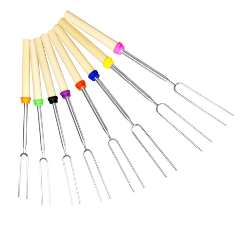 U Shape Nonrust Skewer Retractable Length Wood Handle-Blue hat 2