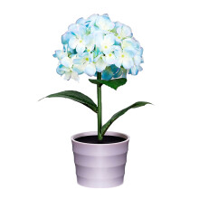 Romantic Artificial Flower Decor, Ceramic Pot Centerpiece, Adding A Poetic Touch Of Blue, No Assembly Required, Solar Powered For Ambient Lighting