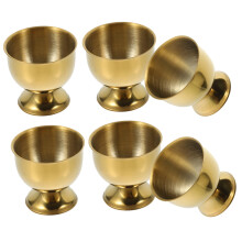6pcs Stainless Steel Egg Cup Holder Set Gold Tone Tabletop Trays for Kitchen Dining