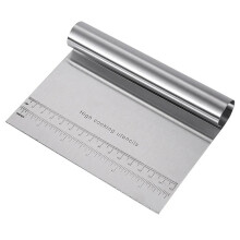 Stainless Steel Dough Cutter Pastry Scraper with Comfort Grip and Measurement Scale, Small