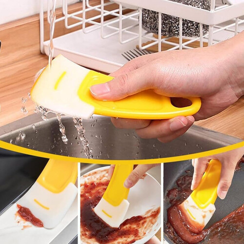 Silicone Kitchen Scraper with Ergonomic NonSlip Grip for Scratch Pot and Pan Cleaning 2