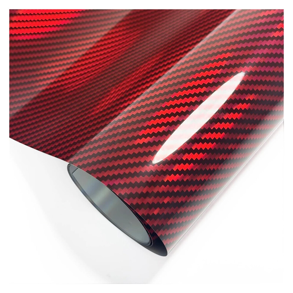 Carbon Fiber Wrap 50Cm X 200Cm Laser Gloss Motorcycle Body Sticker Weather Resistant Red 9323874650074