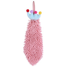 Cuidado cómodo de las manos: Toallas de mano colgantes de microfibra de chenilla suaves y absorbentes con diseño de animales de dibujos animados,