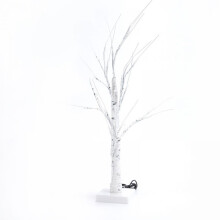 Betoverende, fonkelende berkenboomdecoratie, stralende verlichting van LED-lampjes. Kunstmatige berkenboom van 60 cm met 24 warmwitte lampjes en