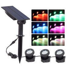 Kit de luz LED submersível com energia solar, projetor de luz LED subaquático ultrafino com sensor automático liga/desliga, brilho ajustável,