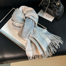 (Gray grid, 190cm) Men's & Women's Pure Wool Scarf - New Autumn Winter Plaid Neckwear, Warm Versatile Gift Wrap