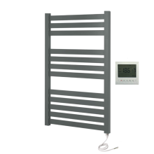 (500mm x 1000mm, Yes) Algarve Anthracite Electric Flat Tube Heated Towel Rails