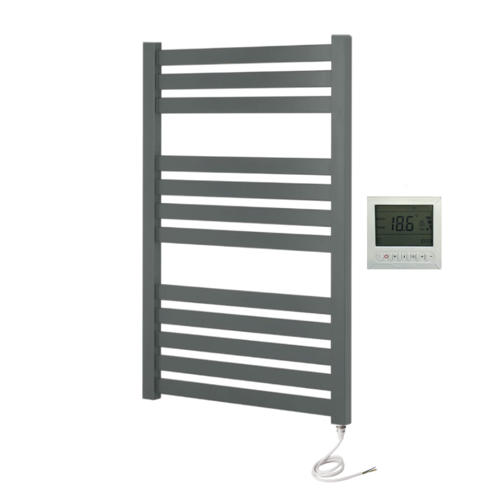 (500Mm X 1000Mm, Yes) Algarve Anthracite Electric Flat Tube Heated Towel Rails 5065000319717
