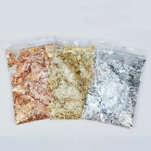 Gold Leaf Sheets Imitation Gold Silver Foil Flakes for Resin Mold, Nail Art, Jewelry Making Decor