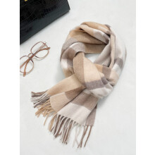 (Tuoqage, 190cm) Men's & Women's Pure Wool Scarf - New Autumn Winter Plaid Neckwear, Warm Versatile Gift Wrap