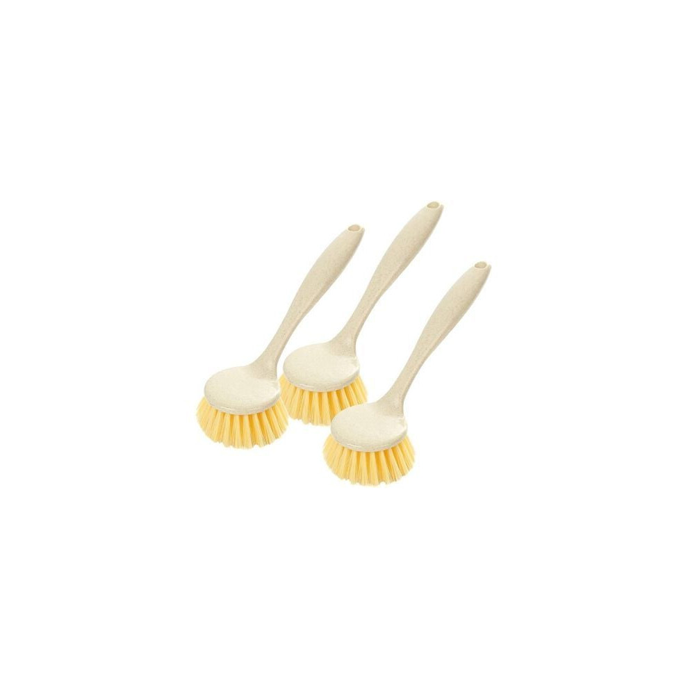 Eco-Friendly Dishwashing Brush with Bamboo Handle, Space-saving Kitchen Cleaning Tool, Quick Cleaning Action on Stubborn Residues, Built In Scraper an