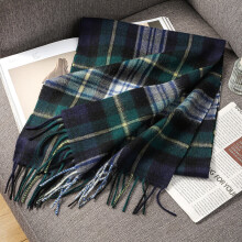 (British blue green, 180cm) Unisex Autumn Winter Plaid Scarf - Tasseled Warm Neck Wrap, Versatile Checkered Fringed Neckwear