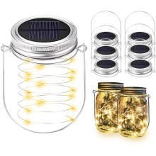 Mason Jar Solar Lights, Waterproof Rust Resist Automatic On/Off LED String Light Lids for Jars with Hangers, Energy Efficient Fairy Lights for Lawn Ga