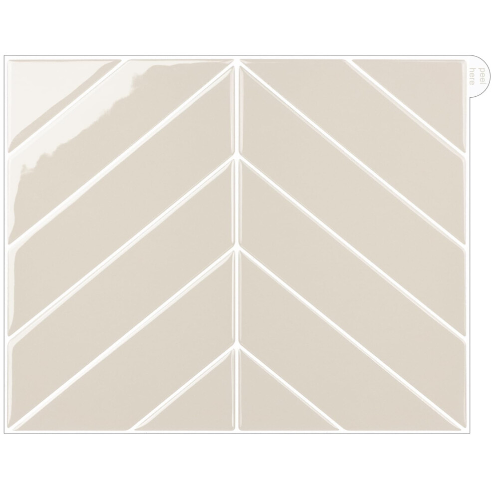 Peel And Stick Backsplash Tiles, Waterproof Heatresistant 3D Herringbone For Kitchen And Bathroom, 10 Sheets Beige 9001264606305