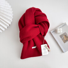 (True red, 180cm) Men's & Women's Pure Wool Knitted Scarf - Winter Warm Couple Neckwear, Elegant Versatile Design