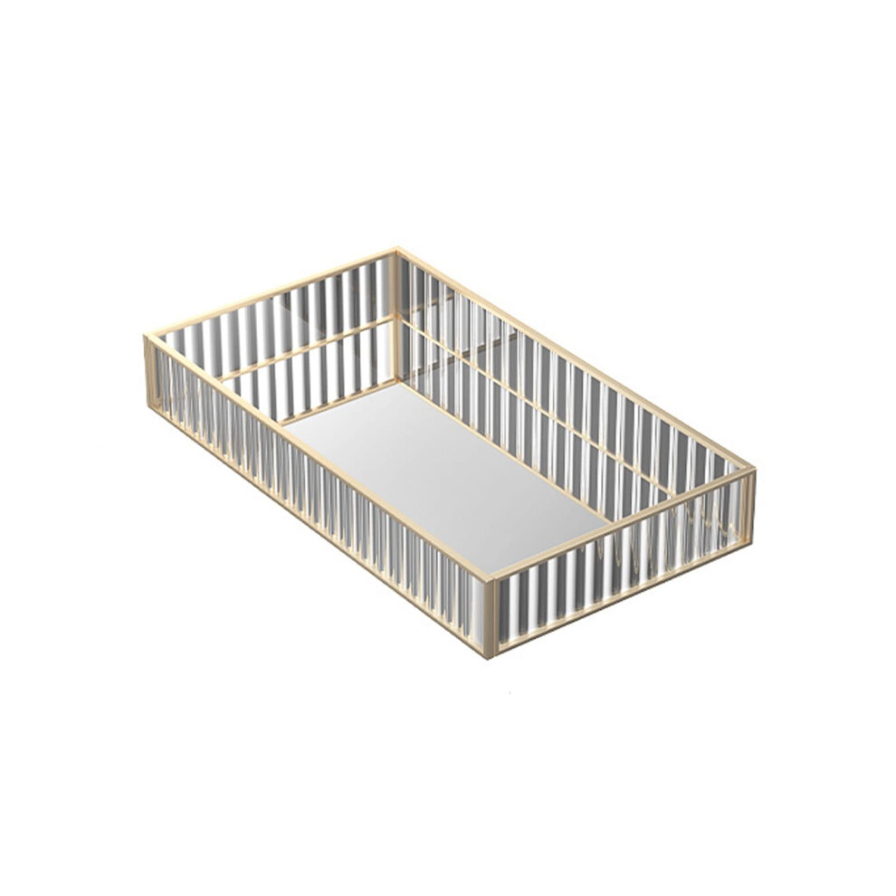 Gold Mirror Vanity Tray With Elegant Vintage Design For Perfume, Jewelry And Makeup Organizer