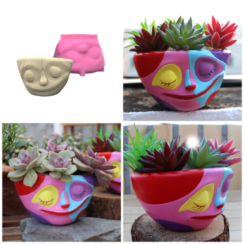 Functional Silicone Mold for Handcrafted Face Succulent Plant 1