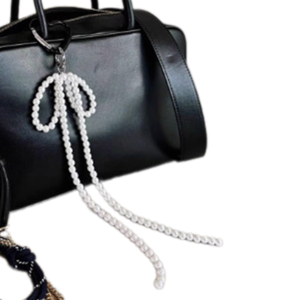 Elegant Pearl Beaded Key Chain Handmade Long Bowknot Keychain 7755000271068