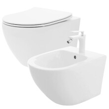 Σετ: Carlo Flat Mini Λεκάνη Τουαλέτας Rimless + Carlo Mini Bidet