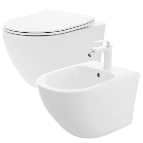 Setti: Carlo Flat Mini Rimless Wc-istuin + Carlo Mini Bidee