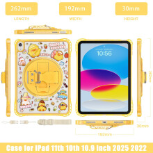 Double Layer Tablet Case Cover with Nonslip Hand Strap Yellow transparent d ipad mini6