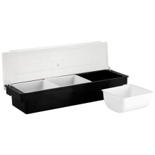 Large Plastic Condiment Containers with Lids, 3 Compartment Snack Tray for Bar, Salad, Taco, Fruit, Party Use