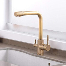 Antique Brass 3Way Kitchen Tap with Hot Cold Mixer and Water Filter for UnderSink Drinking