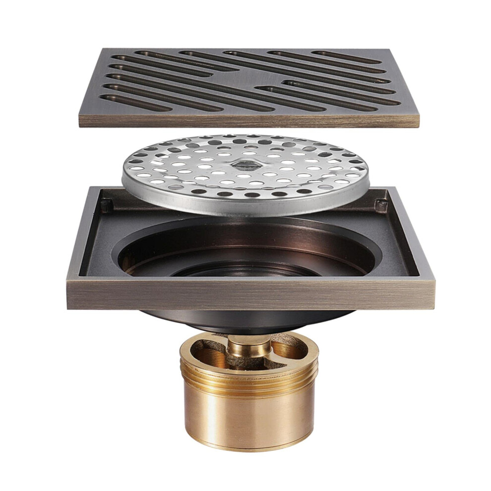 4 Inch Square Brass Shower Floor Drain With Antiodor Gravity Seal, Large Flow Chrome Cover 9001264608538