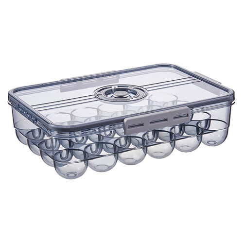 Egg Holder Refrigerator Storage Container with Lid, 24 Grid Plastic Egg Tray for Fridge Organization