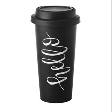 Reusable Insulated Travel Mug, Eco-Friendly On-The-Go Drinkware, Compact Black Durable Ceramic Coffee Cup, Keeps Car Clean And Offers A Stylish Design
